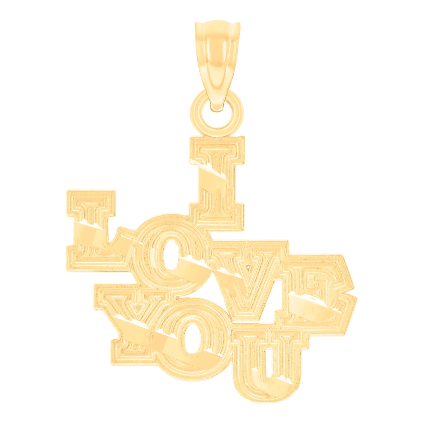 14K Yellow Gold Unisex I Love You Charm Pendant