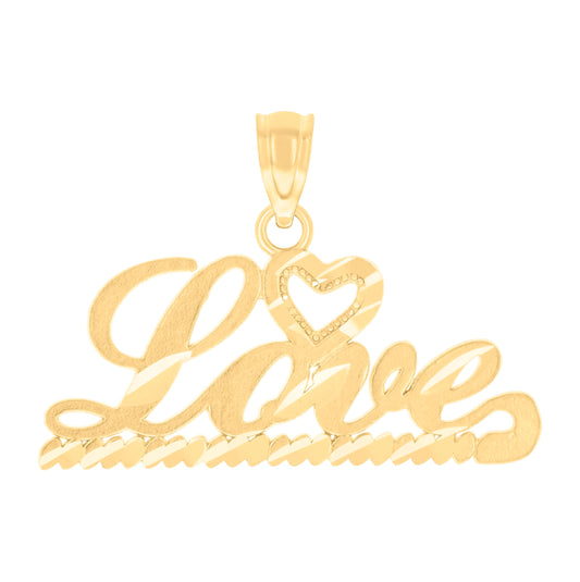 14K Yellow Gold Womens Love Heart Charm Pendant