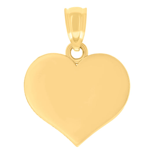 14K Yellow Gold Womens Engravable Heart Charm Pendant
