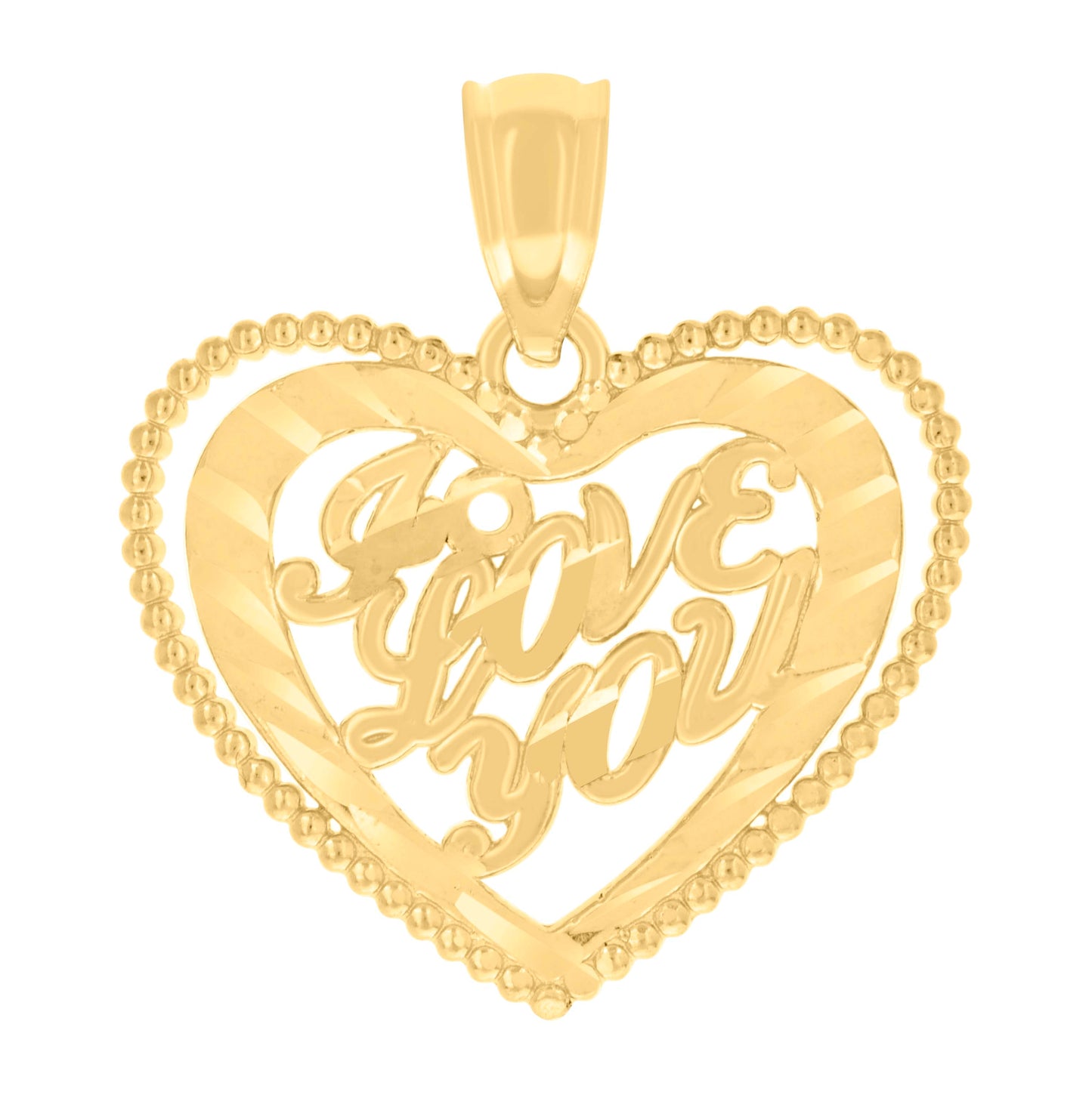 14K Yellow Gold Womens I Love You Heart Charm Pendant