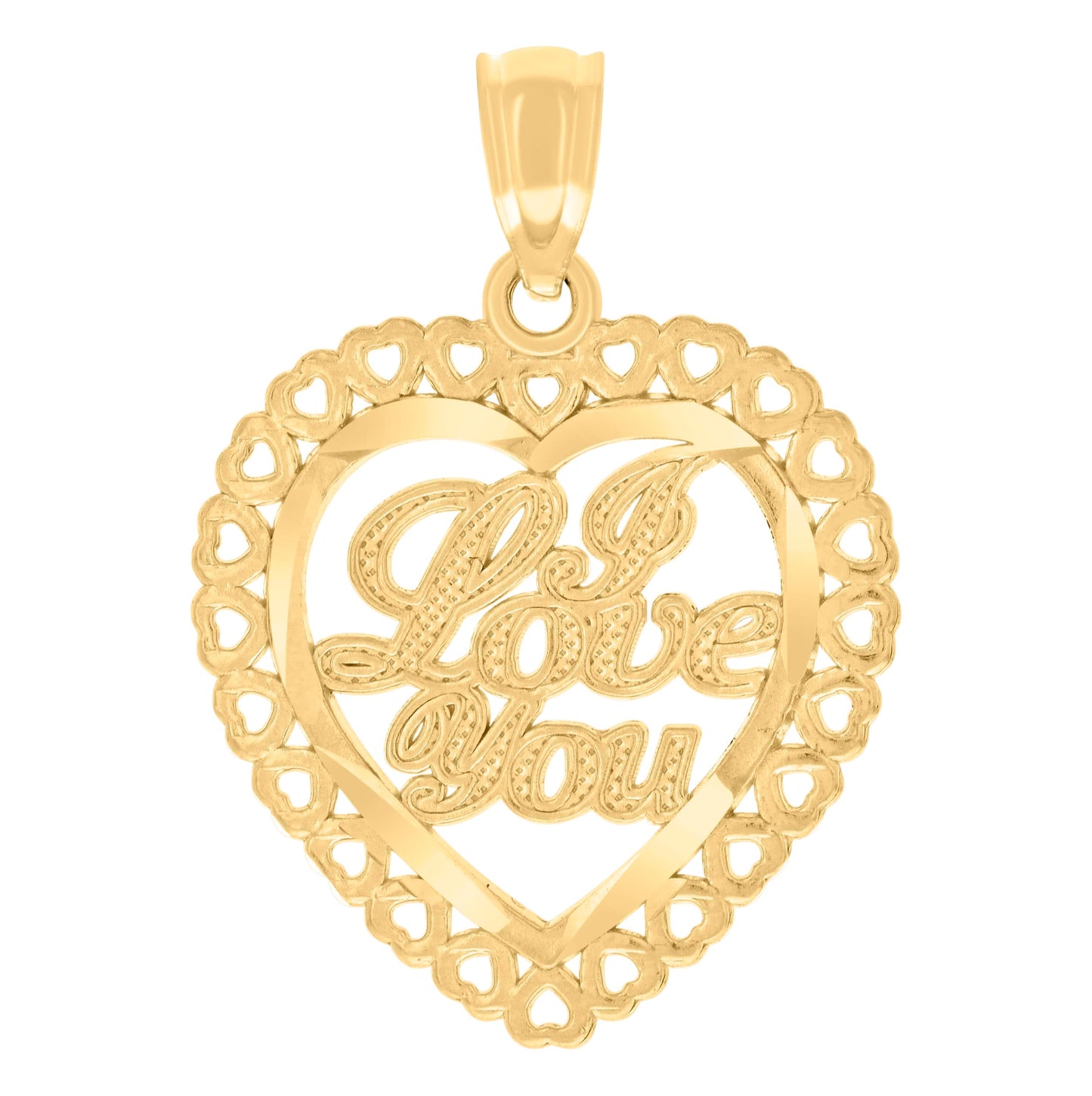 14K Yellow Gold Womens I Love You Heart Charm Pendant