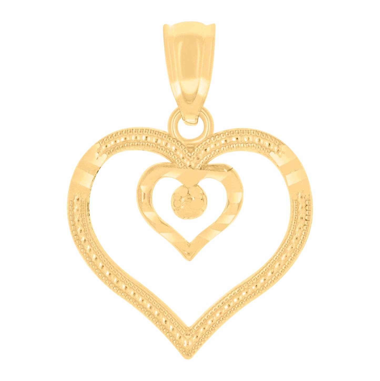 14K Yellow Gold Womens Heart Charm Pendant