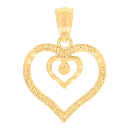 14K Yellow Gold Womens Heart Charm Pendant