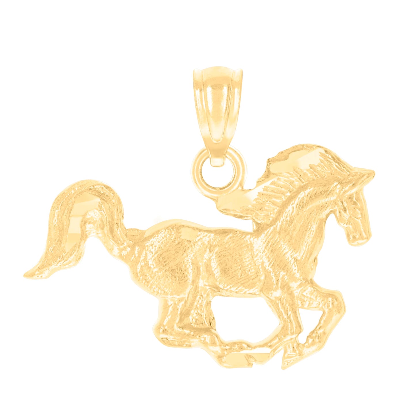 14K Yellow Gold Unisex Horse Animal Wildlife Charm Pendant