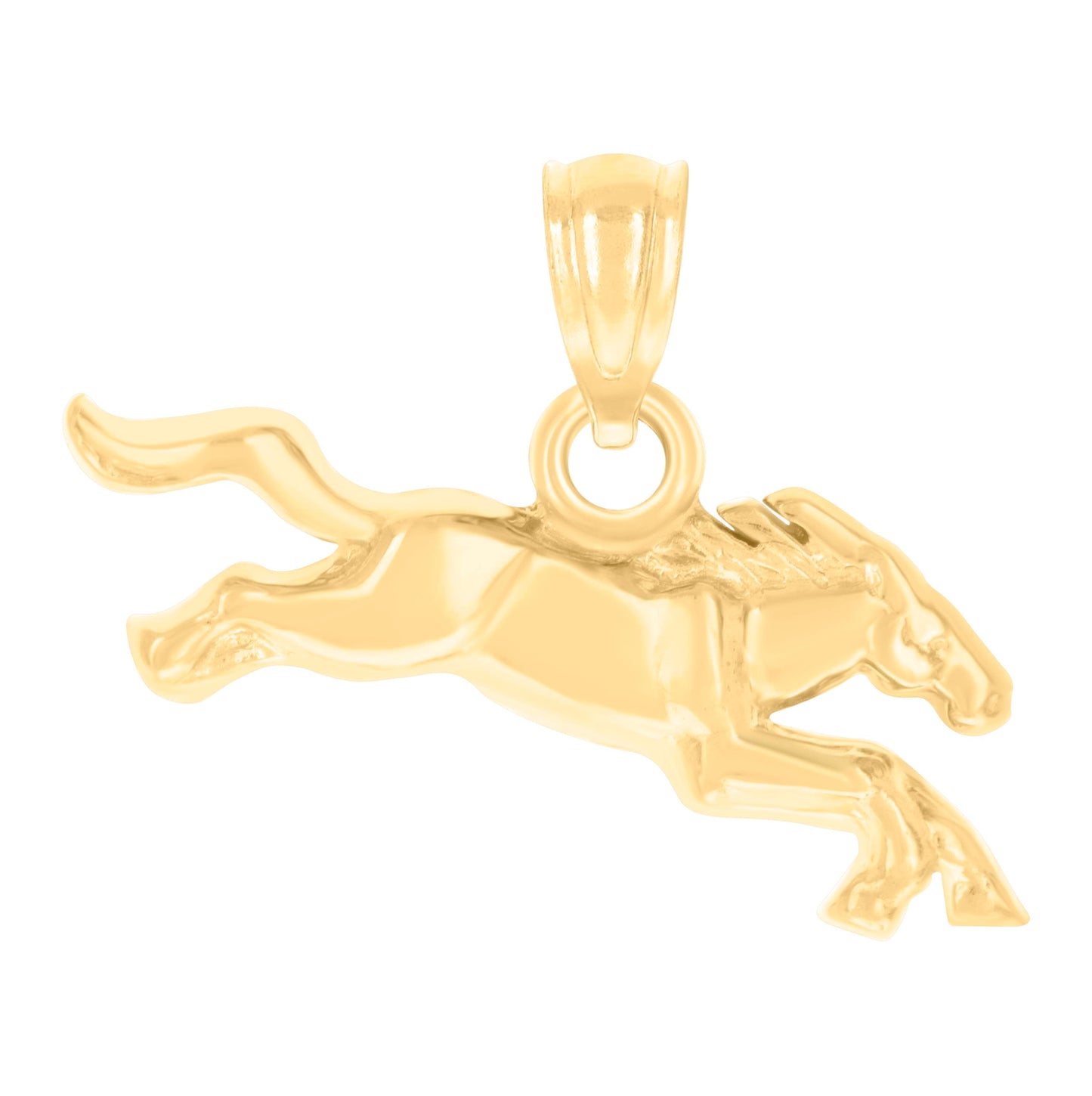 14K Yellow Gold Unisex Horse Animal Wildlife Charm Pendant