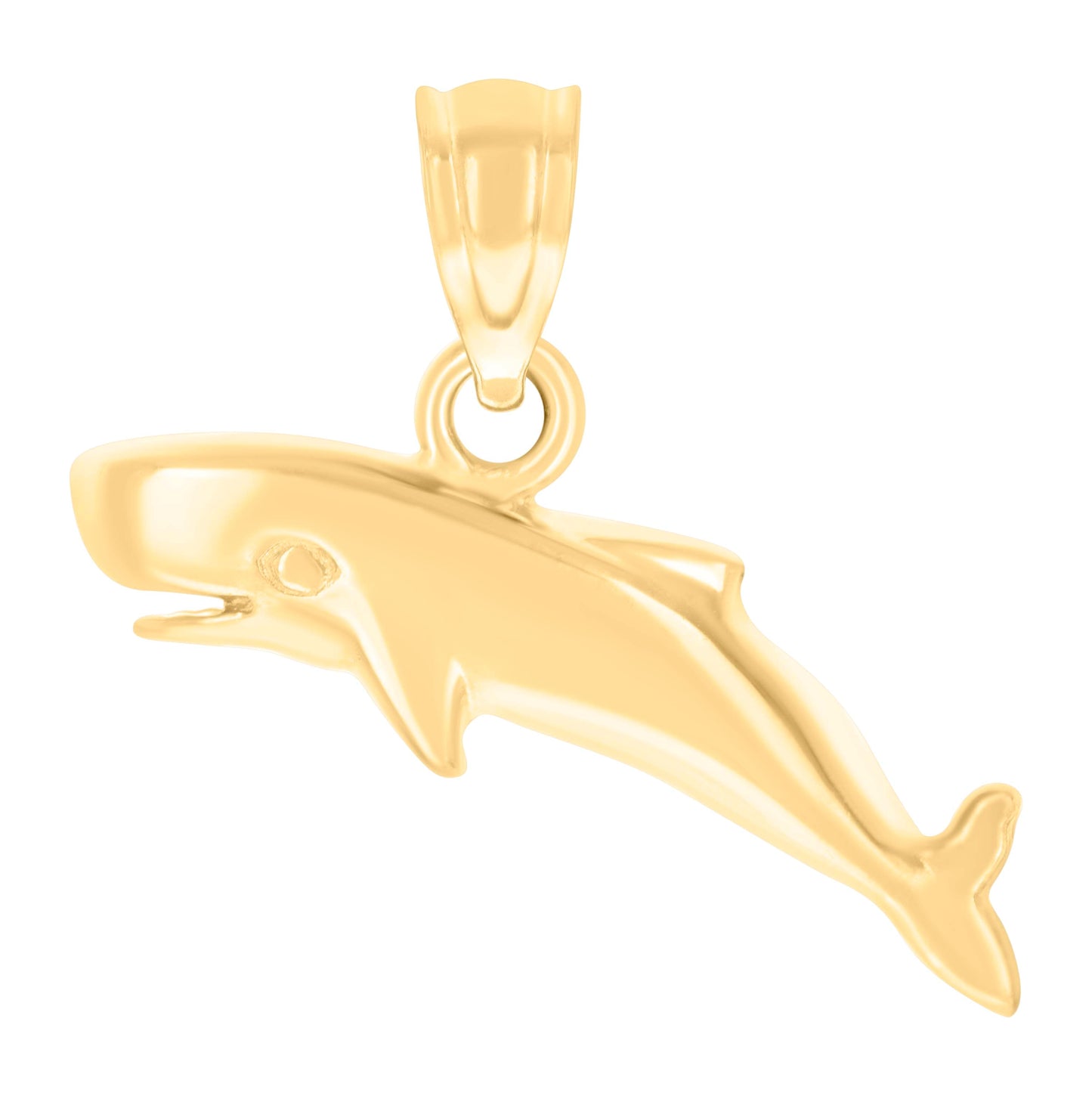 14K Yellow Gold Womens Baluga Whale Fish Ocean Charm Pendant