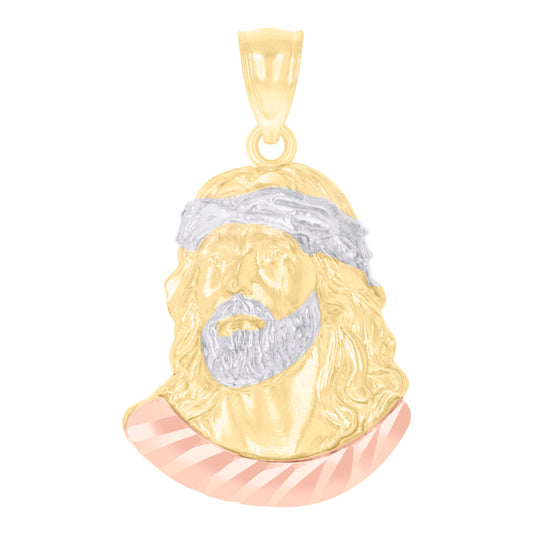 14K Tri-Color Gold Unisex Jesus Religious Charm Pendant