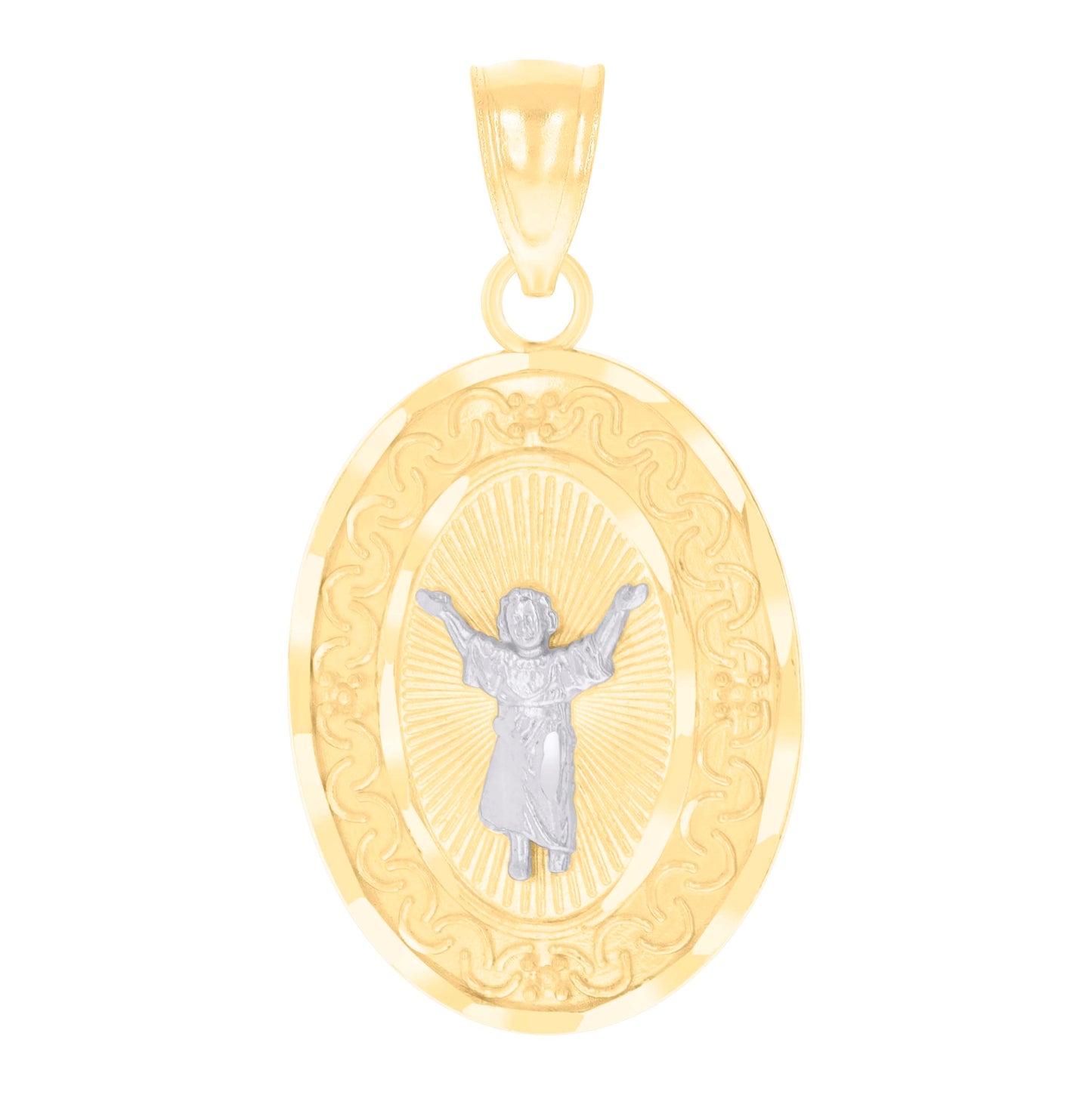 14K Two-tone Gold Womens Infant Jesus Religious Charm Pendant