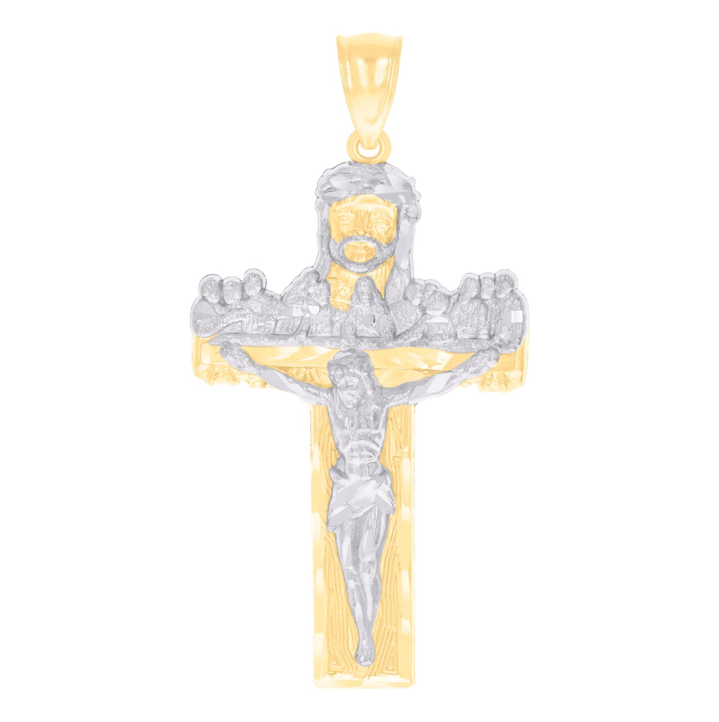 14K Two-tone Gold Mens Jesus Religious Charm Pendant