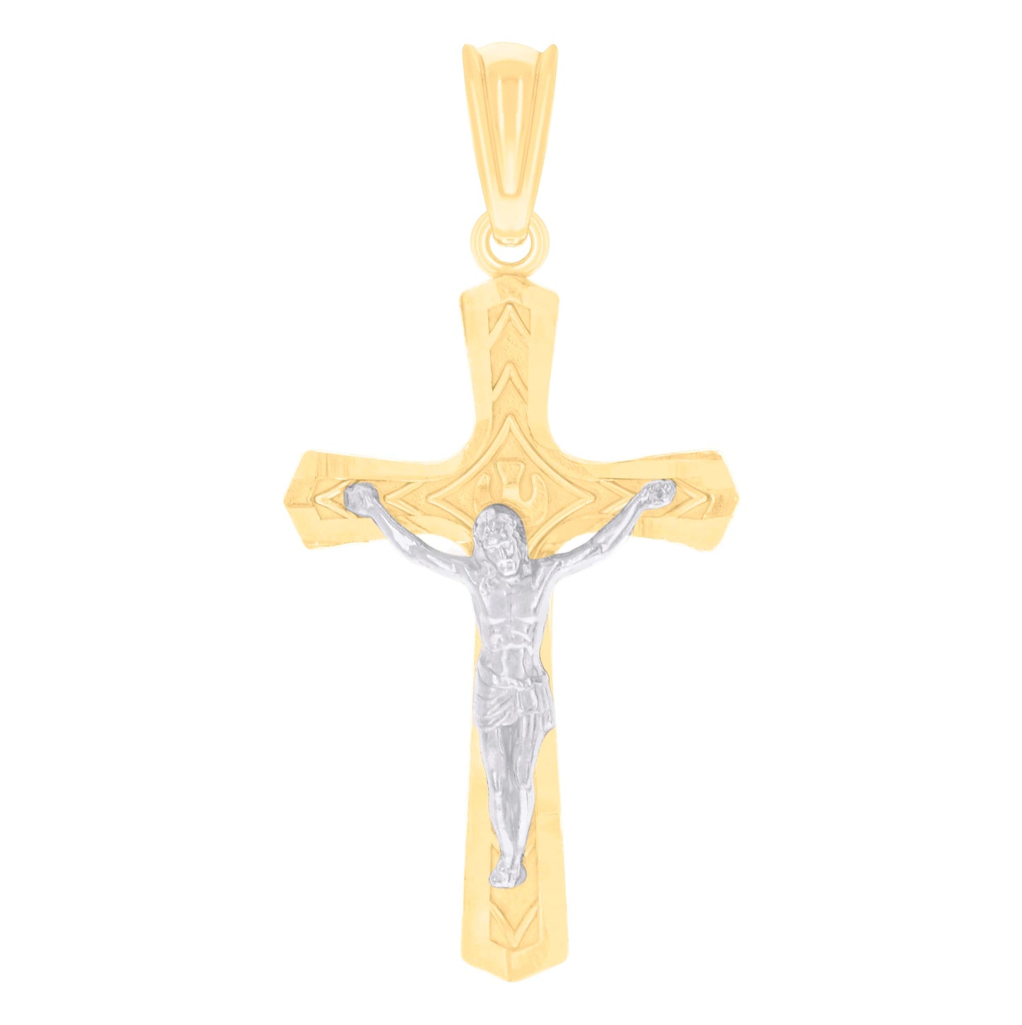 14K Two-tone Gold Unisex St. Benedict Religious Charm Pendant
