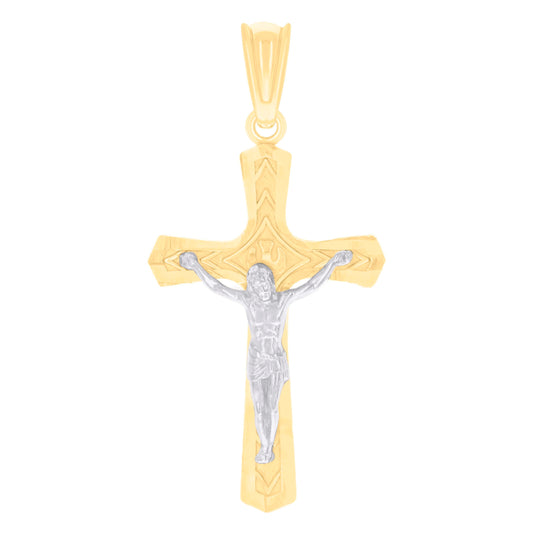 14K Two-tone Gold Unisex St. Benedict Religious Charm Pendant