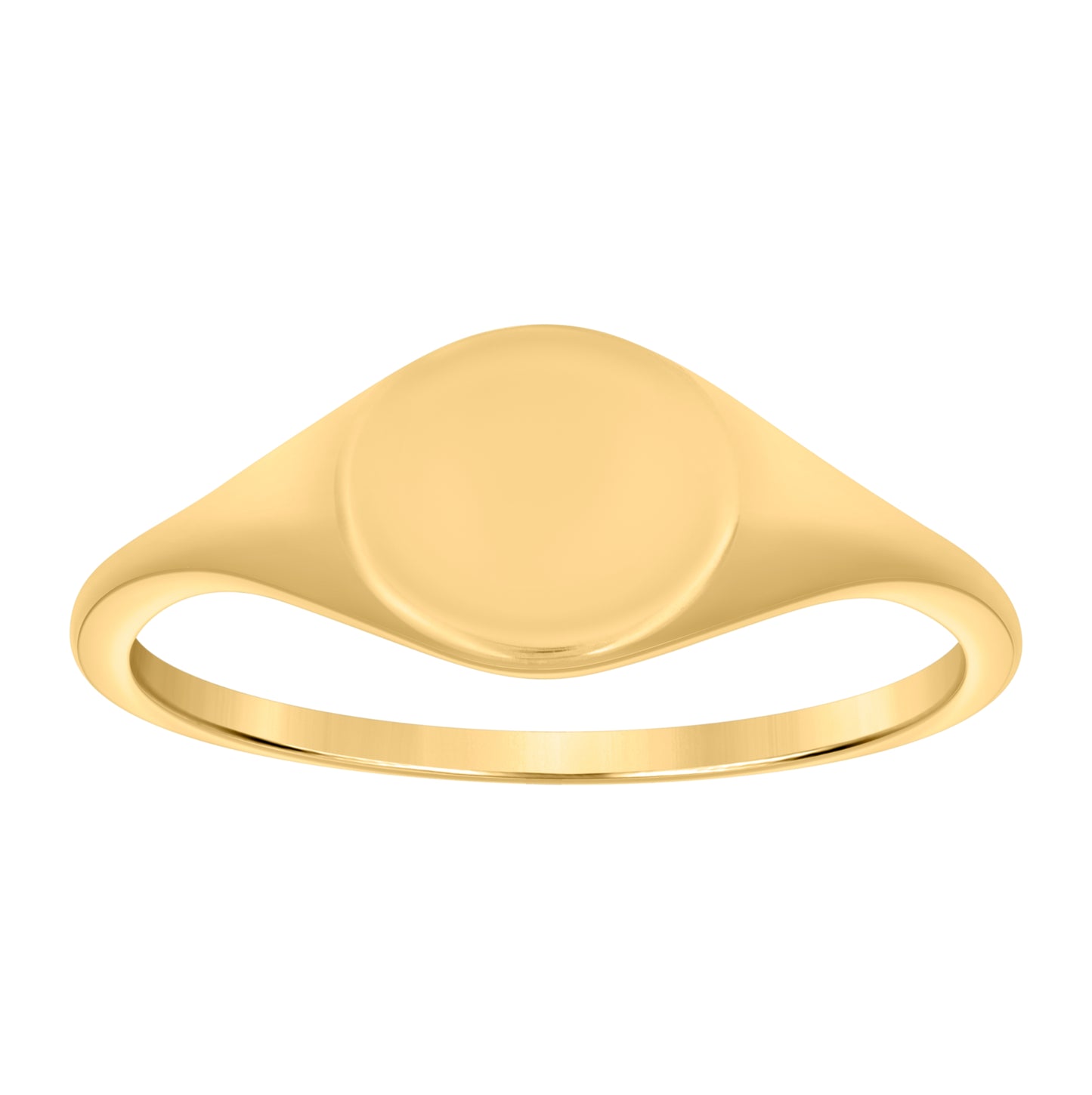 14K Yellow Gold Womens Round Head Signet Ring