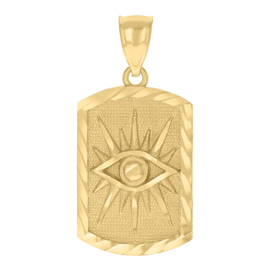 10K Yellow Gold Mens Evil Eye Symbol Religious Charm Pendant