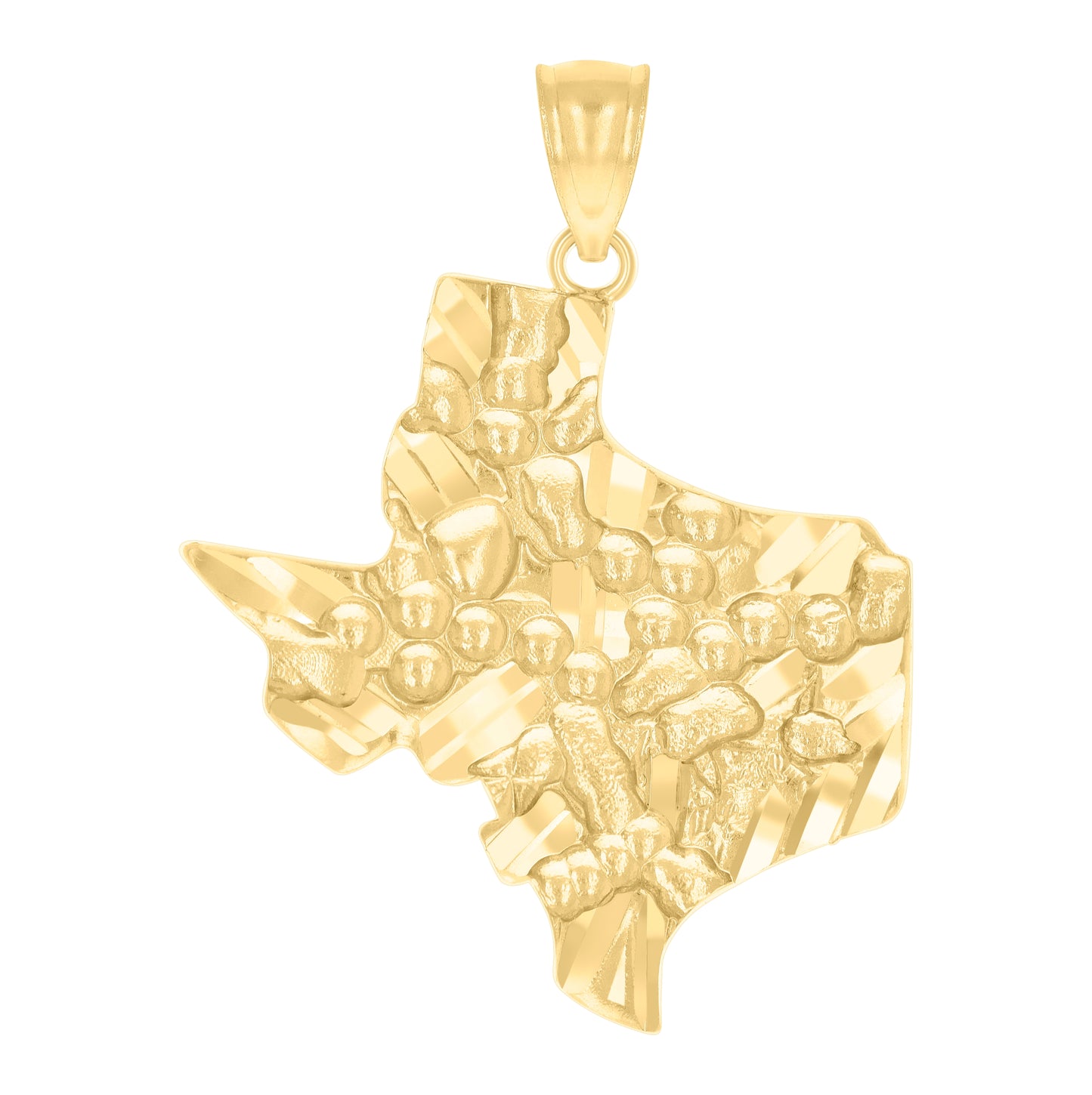 10K Yellow Gold Mens Nugget Texas Map Charm Pendant