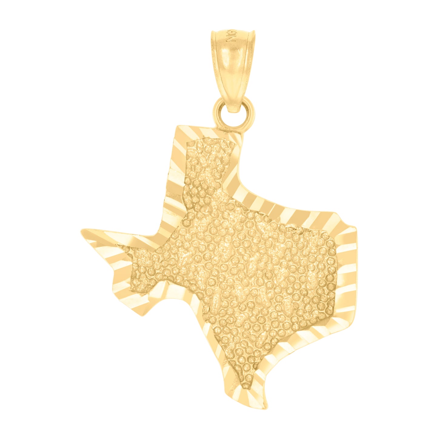 10K Yellow Gold Mens Nugget Texas Map Charm Pendant