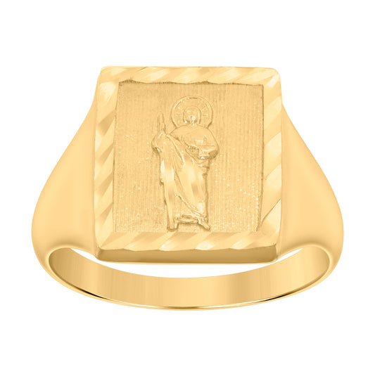 10K Yellow Gold Mens St. Jude Religious Ring
