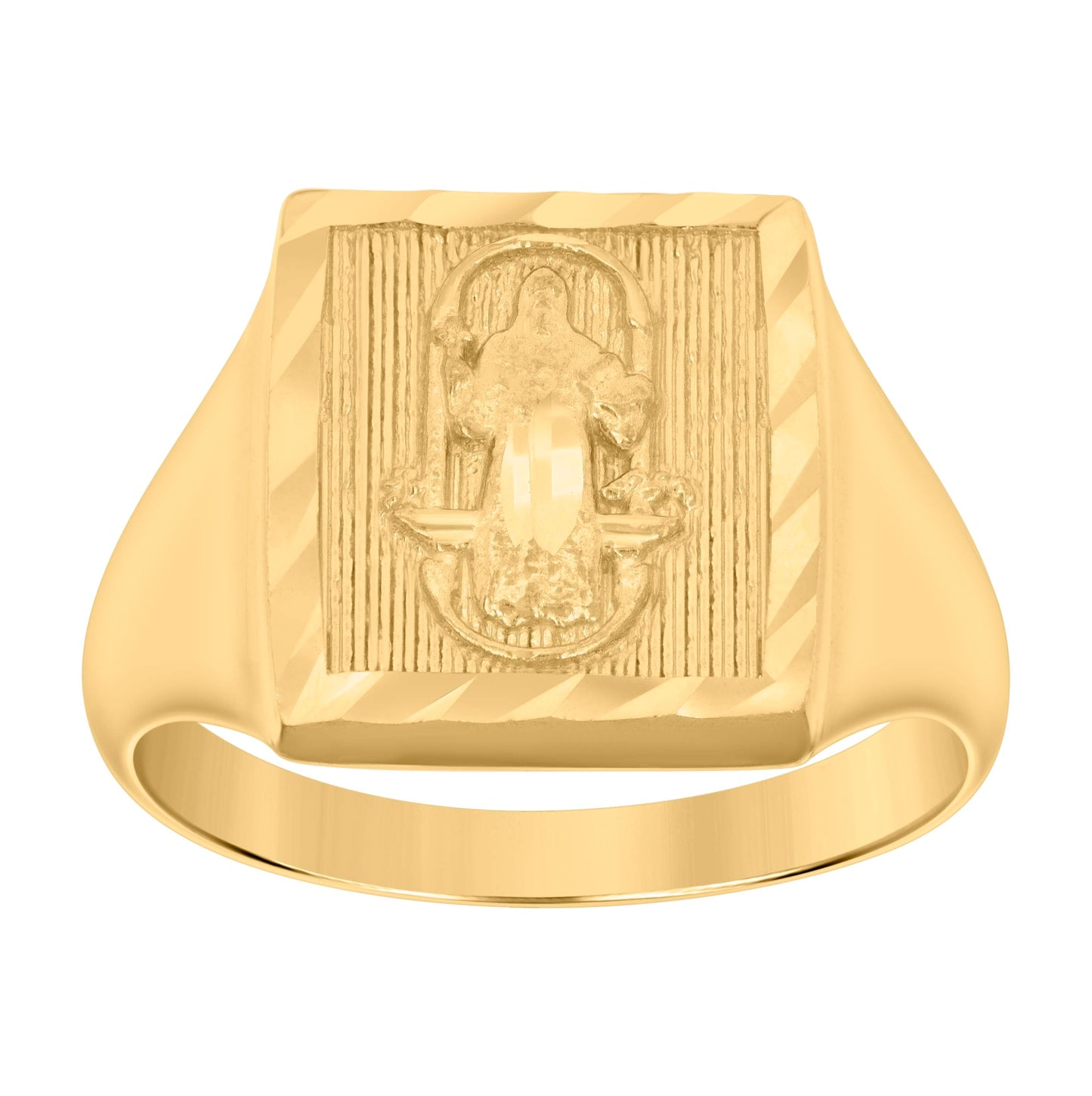 10K Yellow Gold Mens St. Benedict Religious Ring