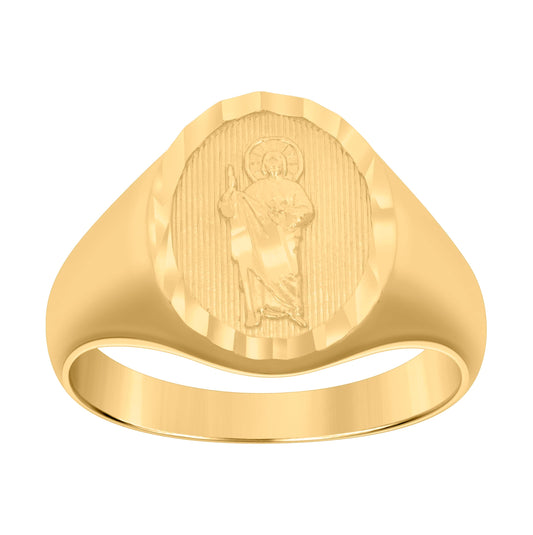10K Yellow Gold Mens St. Jude Religious Ring