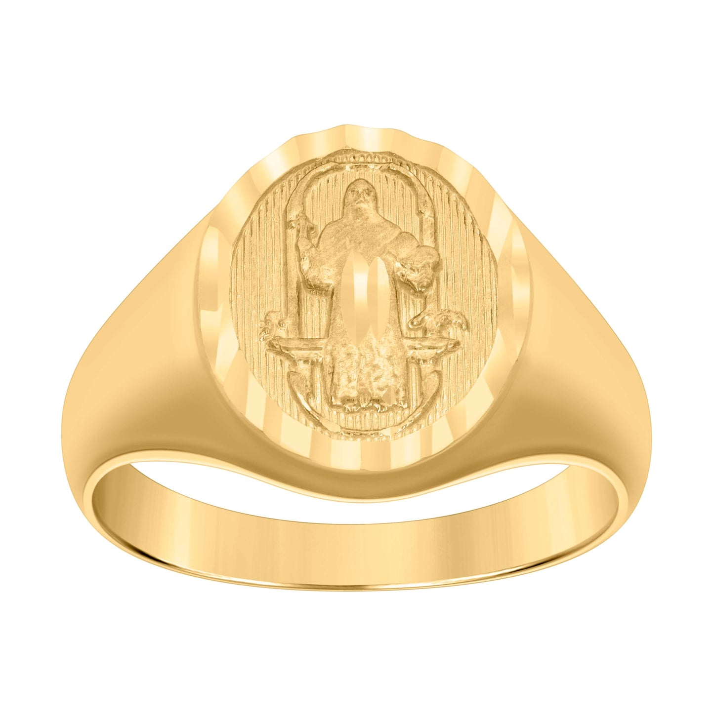 10K Yellow Gold Mens St. Benedict Religious Ring