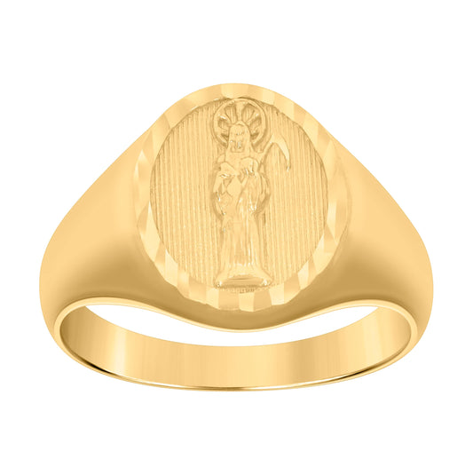 10K Yellow Gold Mens Death Angel Grim Reaper Ring