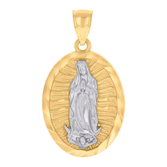 10K Two-tone Gold Mens Guadalupe Religious Charm Pendant