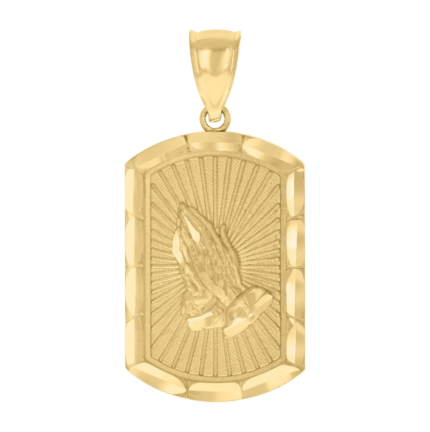 10K Yellow Gold Mens Praying Hands Symbol Religious Charm Pendant