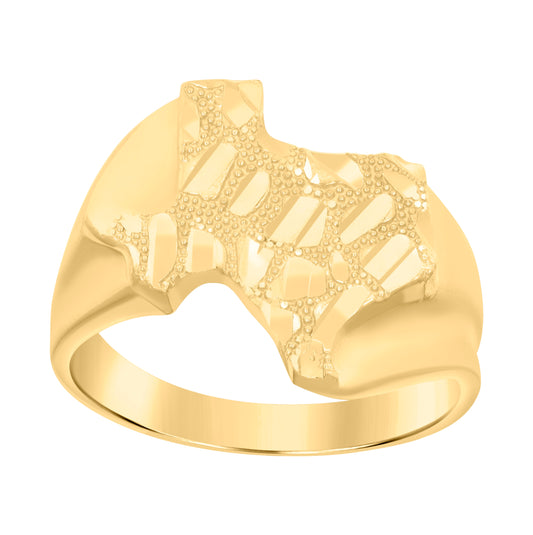 10K Yellow Gold Mens Texas Map Ring