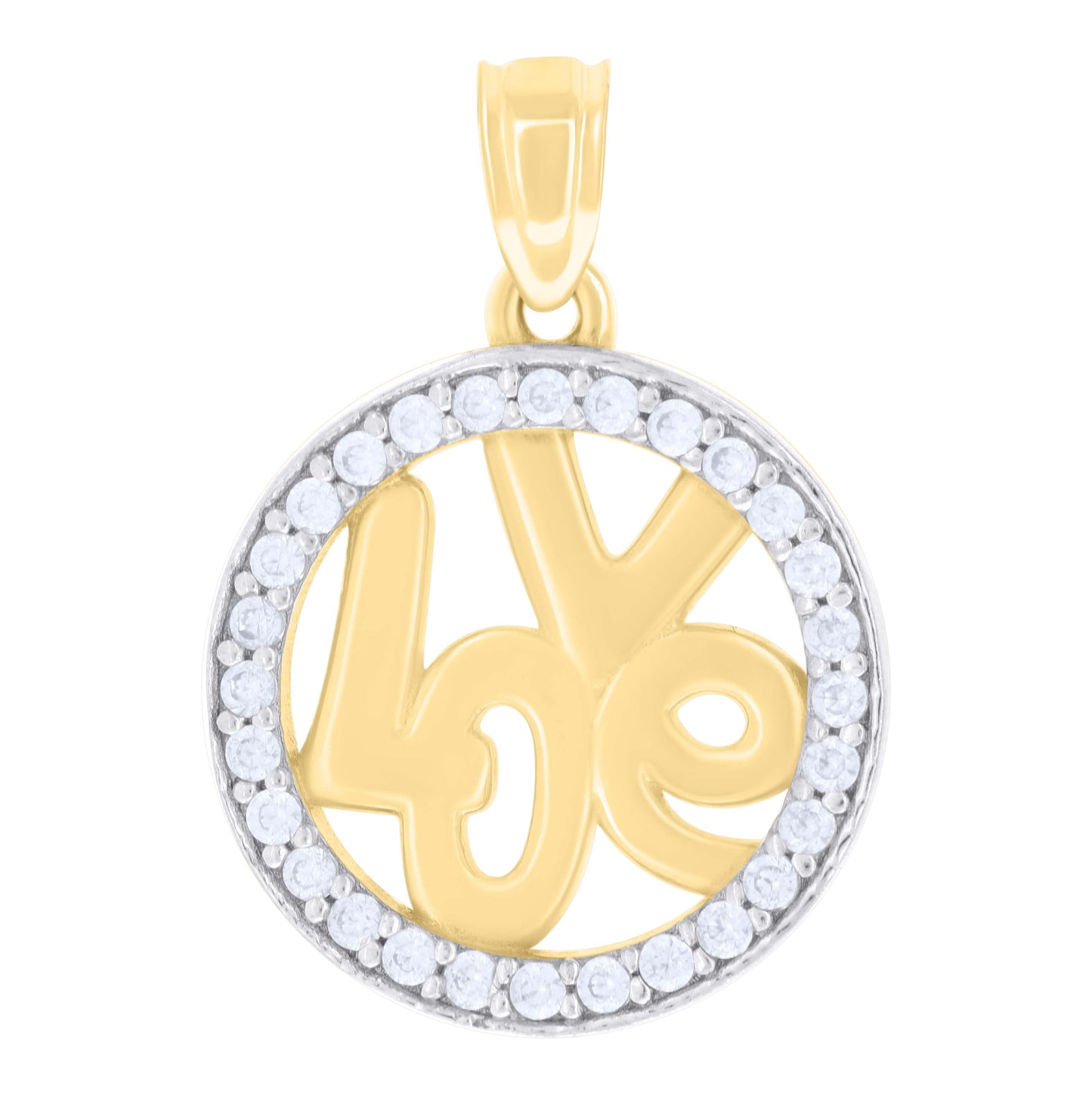 10K Two-tone Gold Womens Cubic-Zirconia Love Charm Pendant