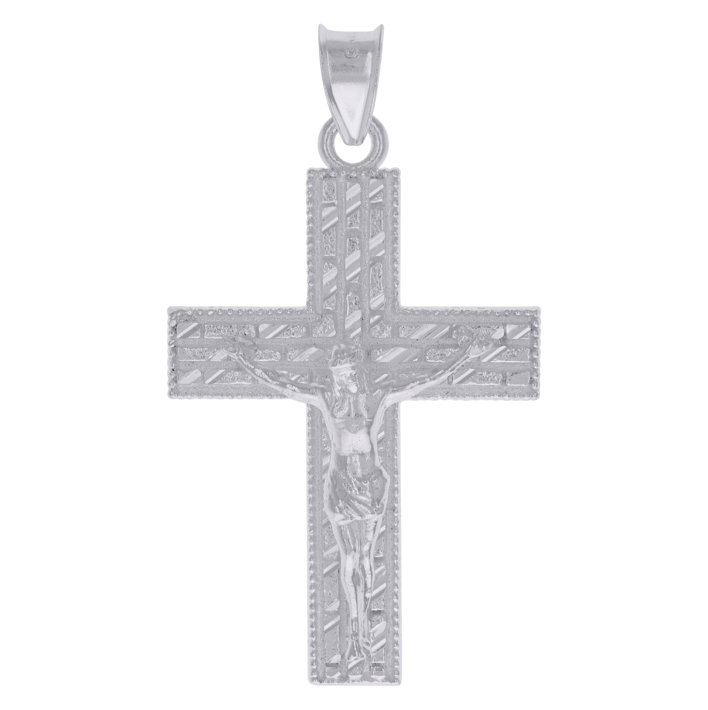 Sterling Silver Mens Crucifix Cross Religious Charm Pendant