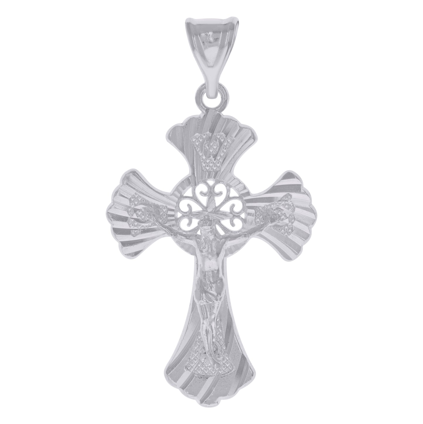 Sterling Silver Mens Crucifix Cross Religious Charm Pendant