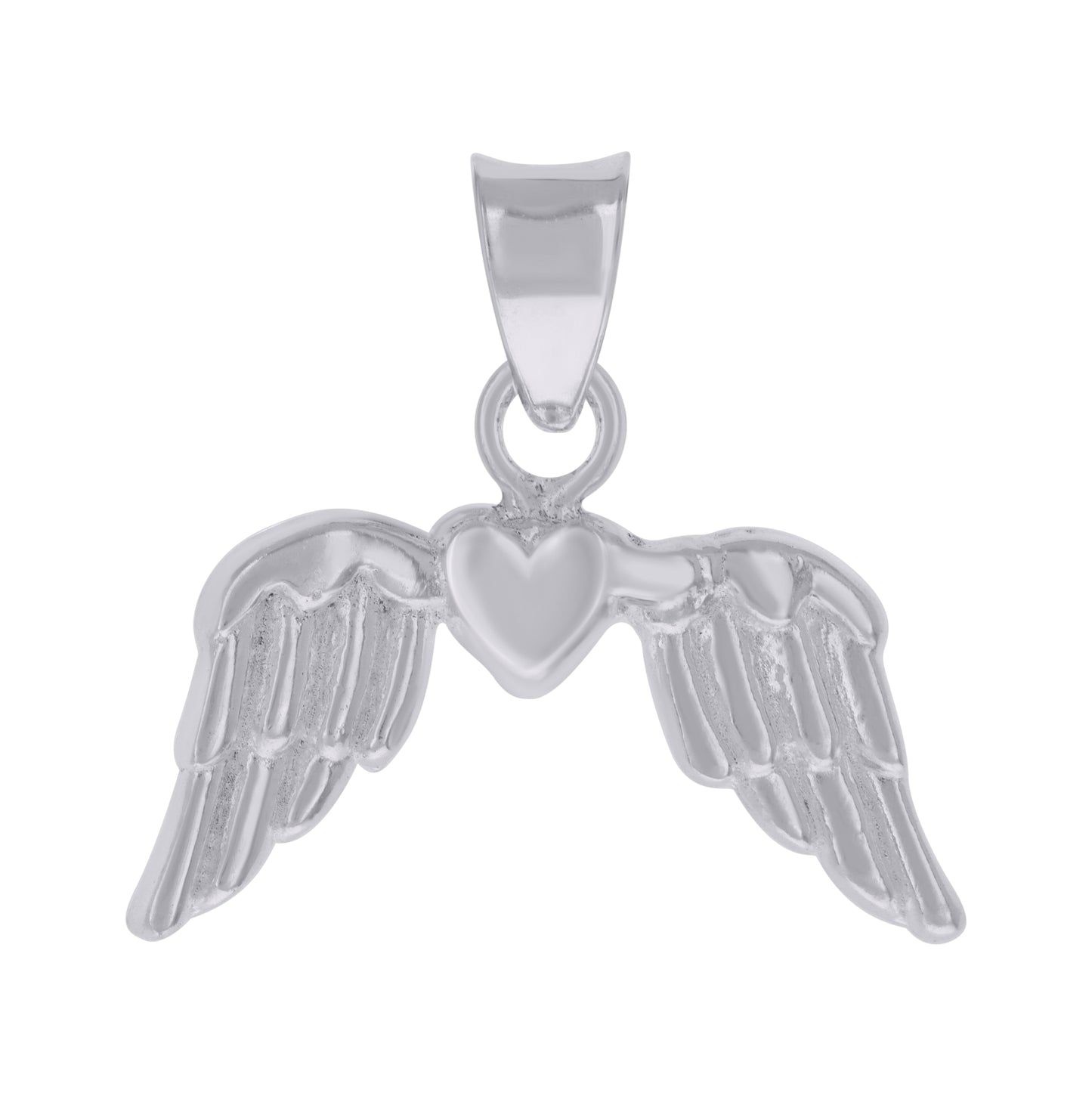 Sterling Silver Womens Flying Heart Charm Pendant