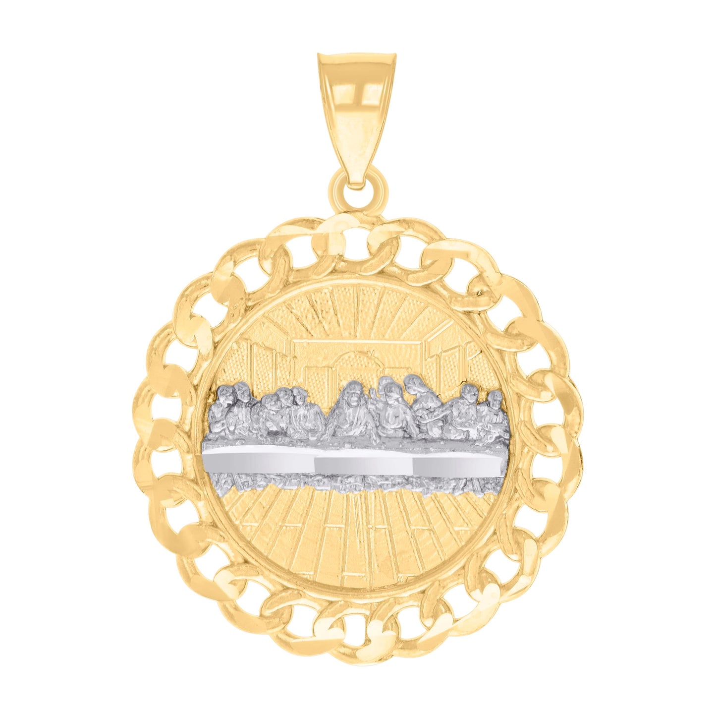 14K Two-tone Gold Mens Last Supper Religious Charm Pendant