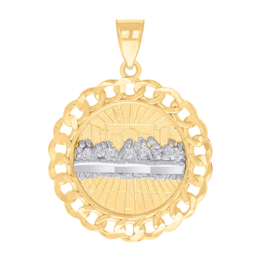 14K Two-tone Gold Mens Last Supper Religious Charm Pendant