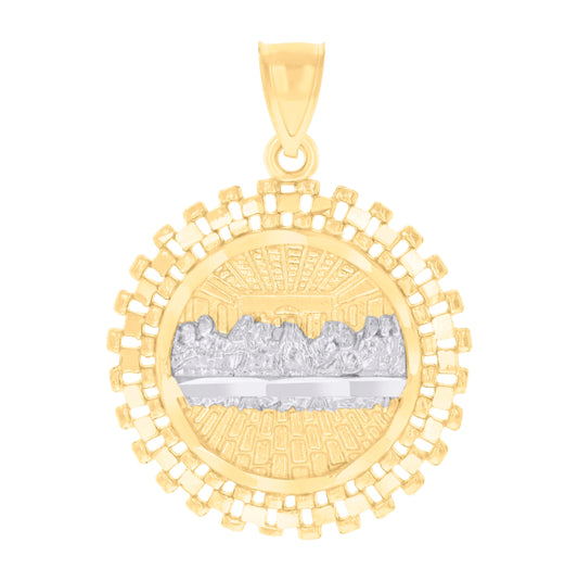 14K Two-tone Gold Mens Last Supper Religious Charm Pendant