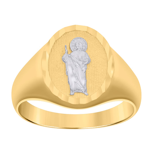 14K Two-Tone Gold Mens St. Jude Saint Religious Ring