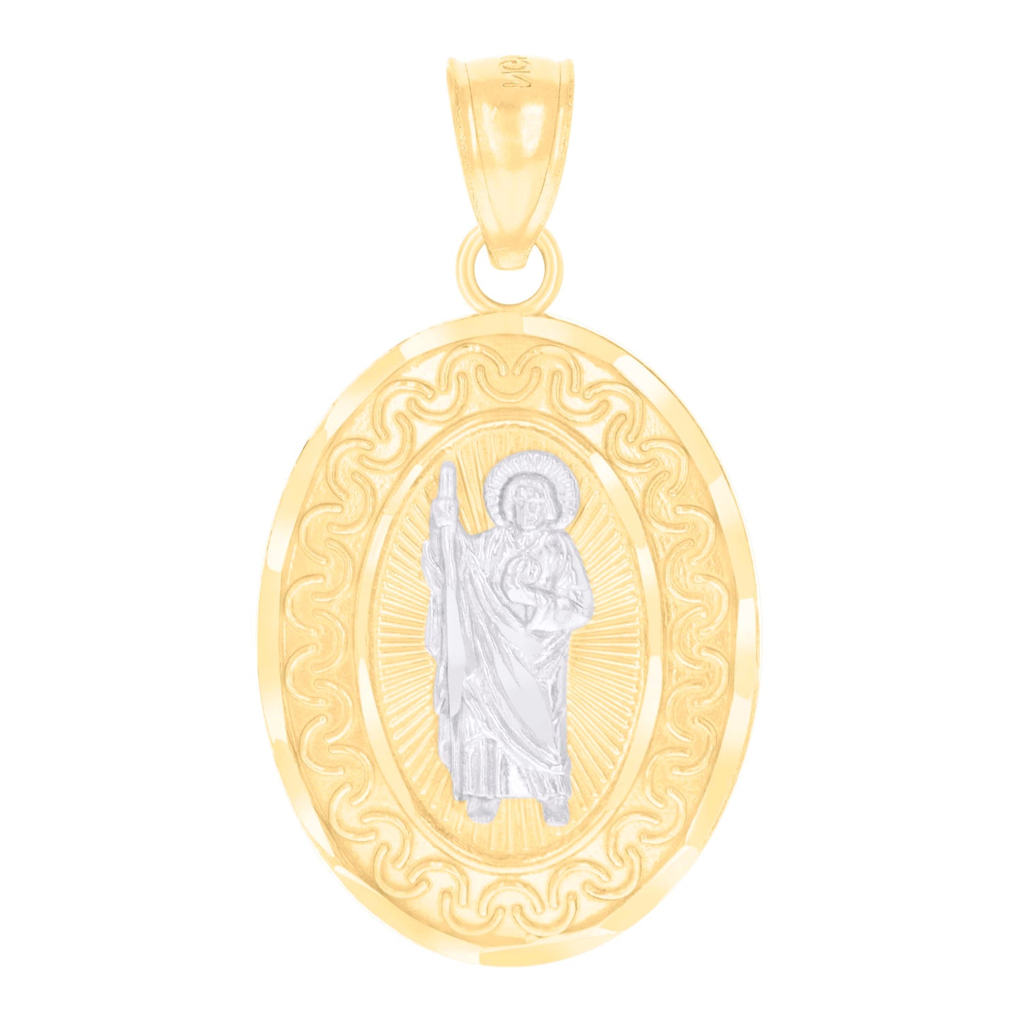 14K Two-tone Gold Womens St. Jude Religious Charm Pendant
