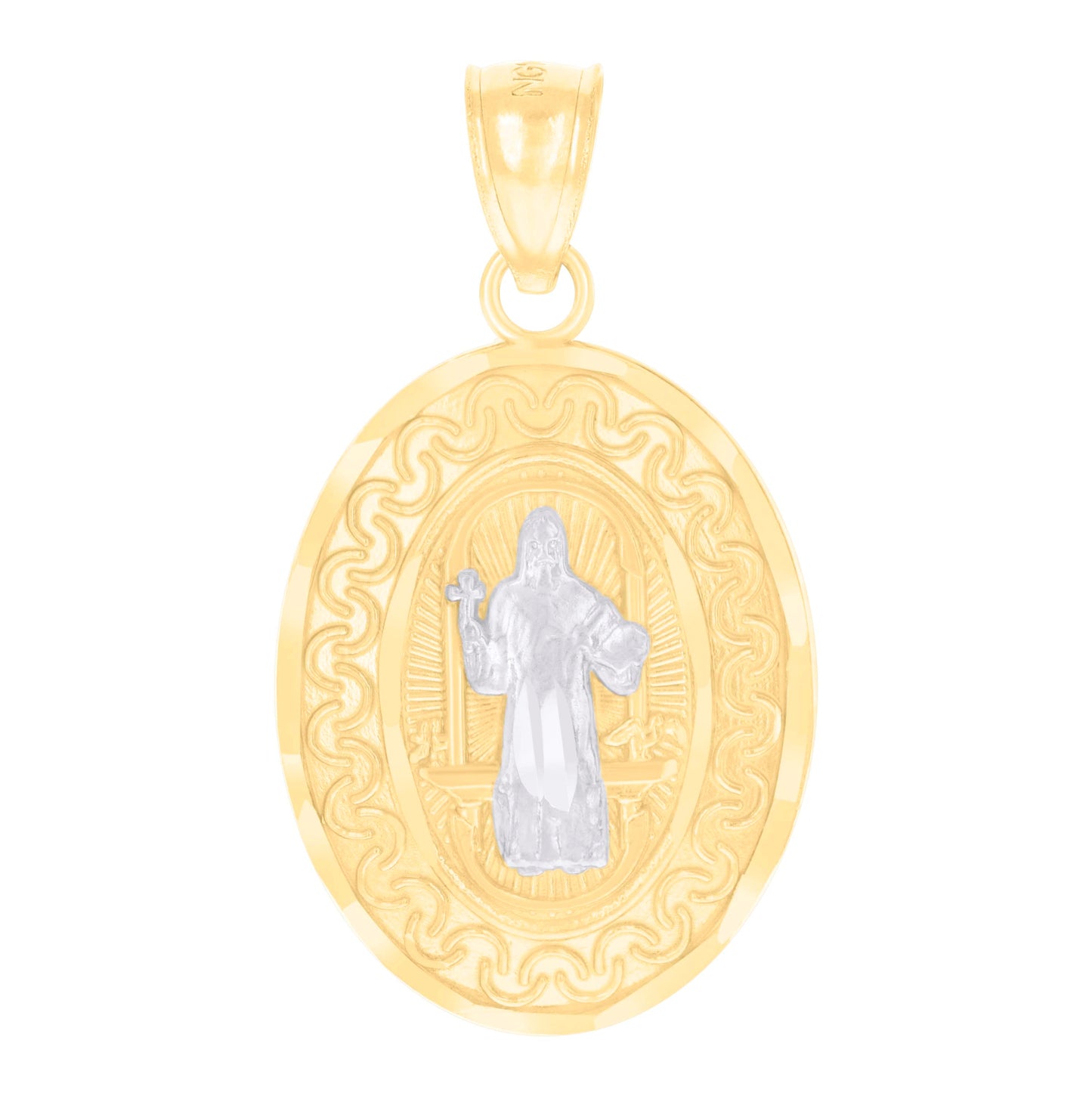 14K Two-tone Gold Womens St. Benedict Religious Charm Pendant