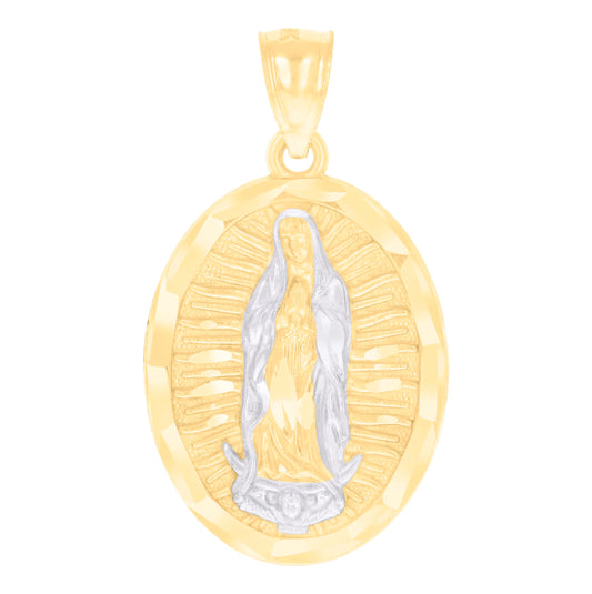 14K Two-tone Gold Womens Guadalupe Religious Charm Pendant