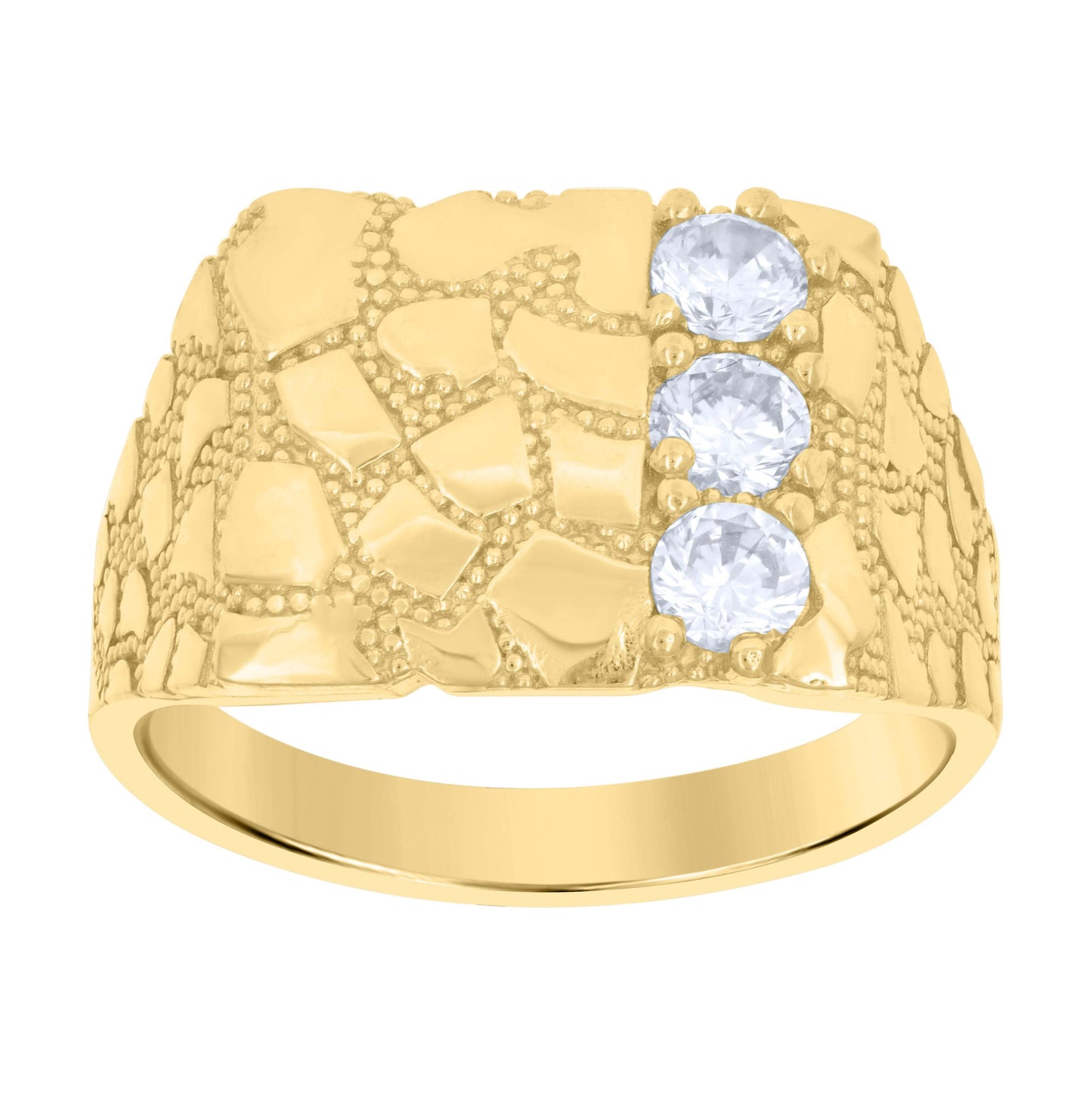 10K Yellow Gold Mens Cubic-Zirconia Nugget Fashion Ring