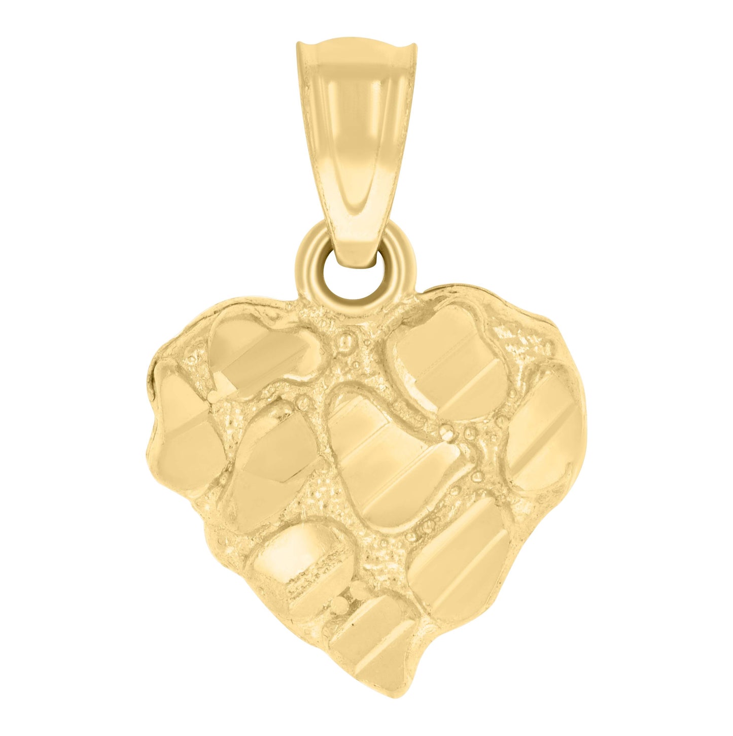 14K Yellow Gold Womens Nugget Heart Charm Pendant