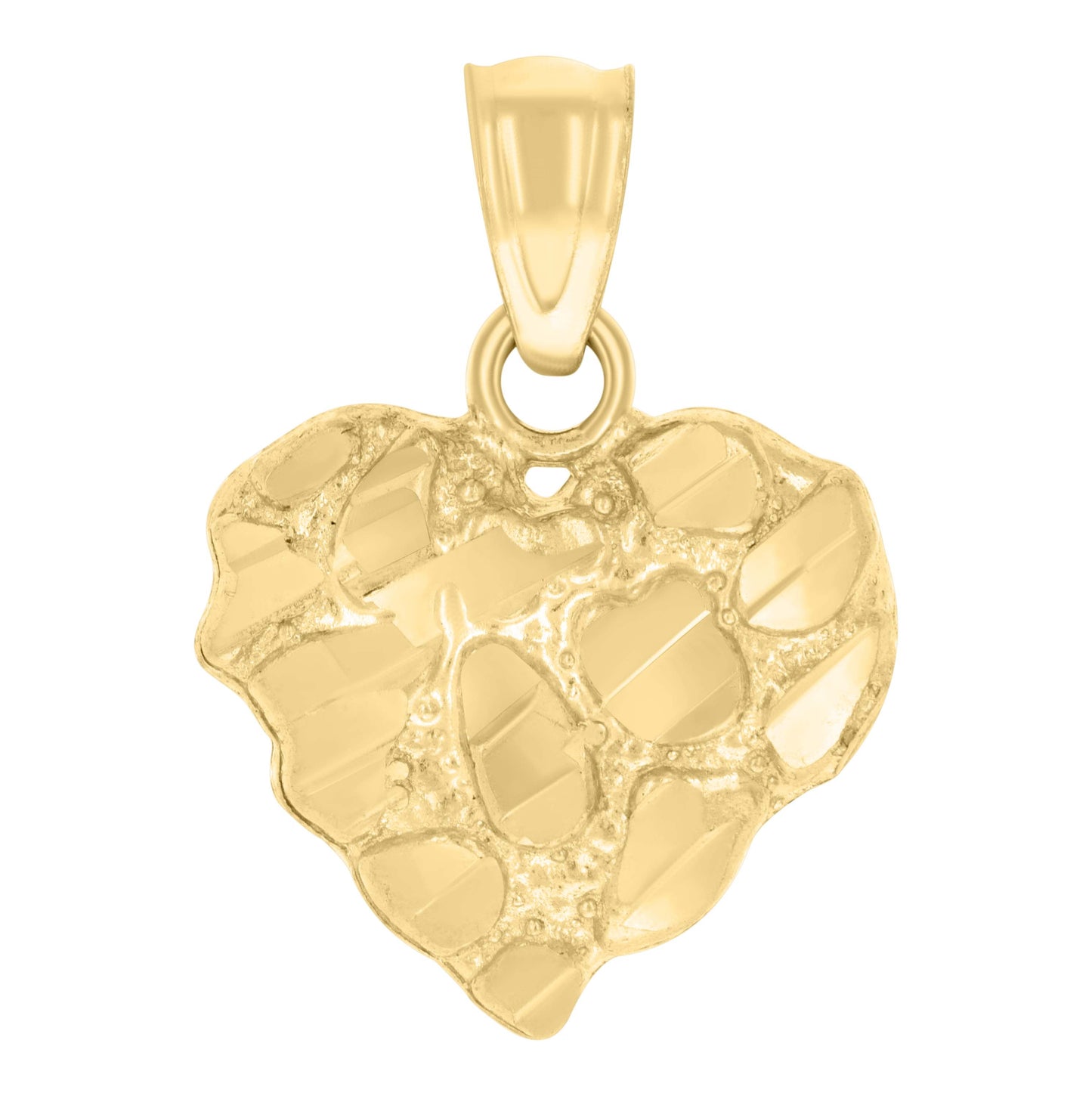 14K Yellow Gold Womens Nugget Heart Charm Pendant