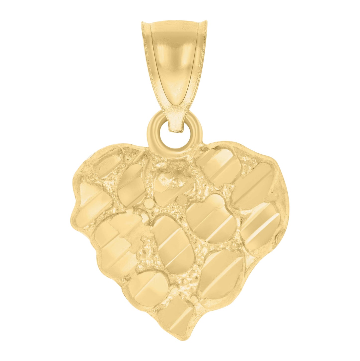 14K Yellow Gold Womens Nugget Heart Charm Pendant