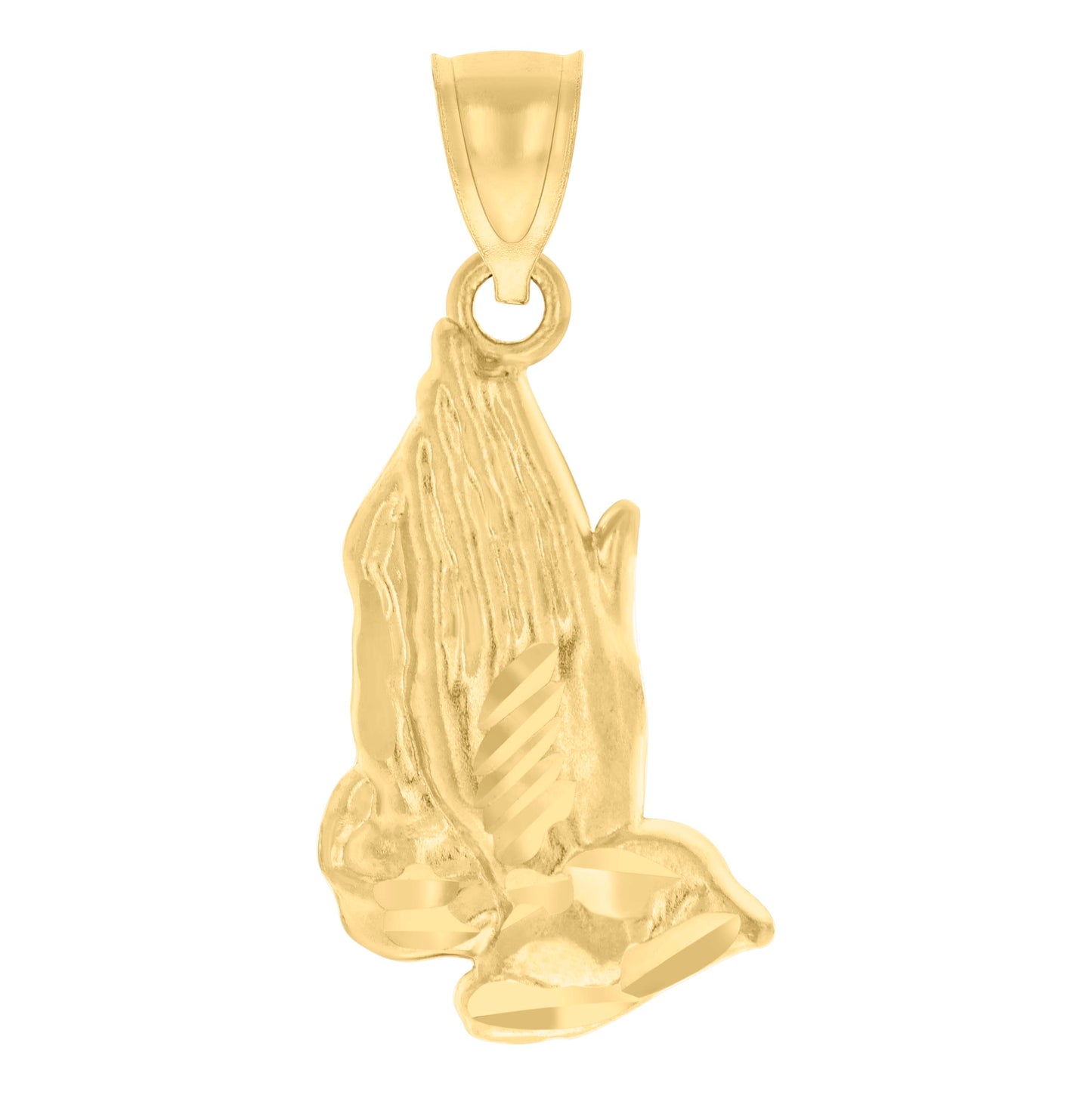 10K Yellow Gold Unisex Praying Hands Symbol Religious Charm Pendant