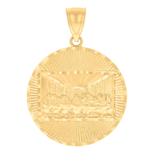 10K Yellow Gold Mens Last Supper Religious Charm Pendant