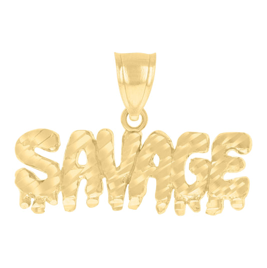 10K Yellow Gold Mens SAVAGE Talking Fashion Charm Pendant