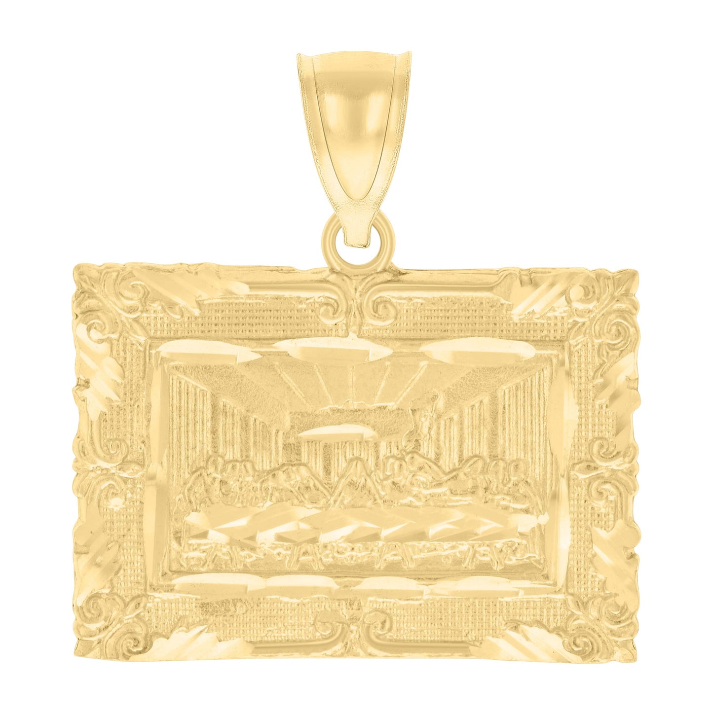 10K Yellow Gold Mens Last Supper Religious Charm Pendant