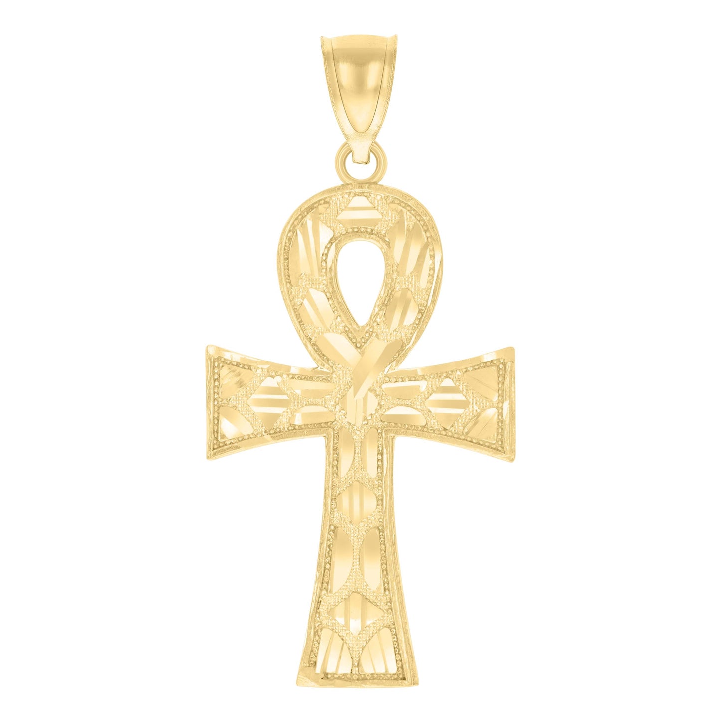 10K Yellow Gold Mens Ankh Cross Religious Charm Pendant