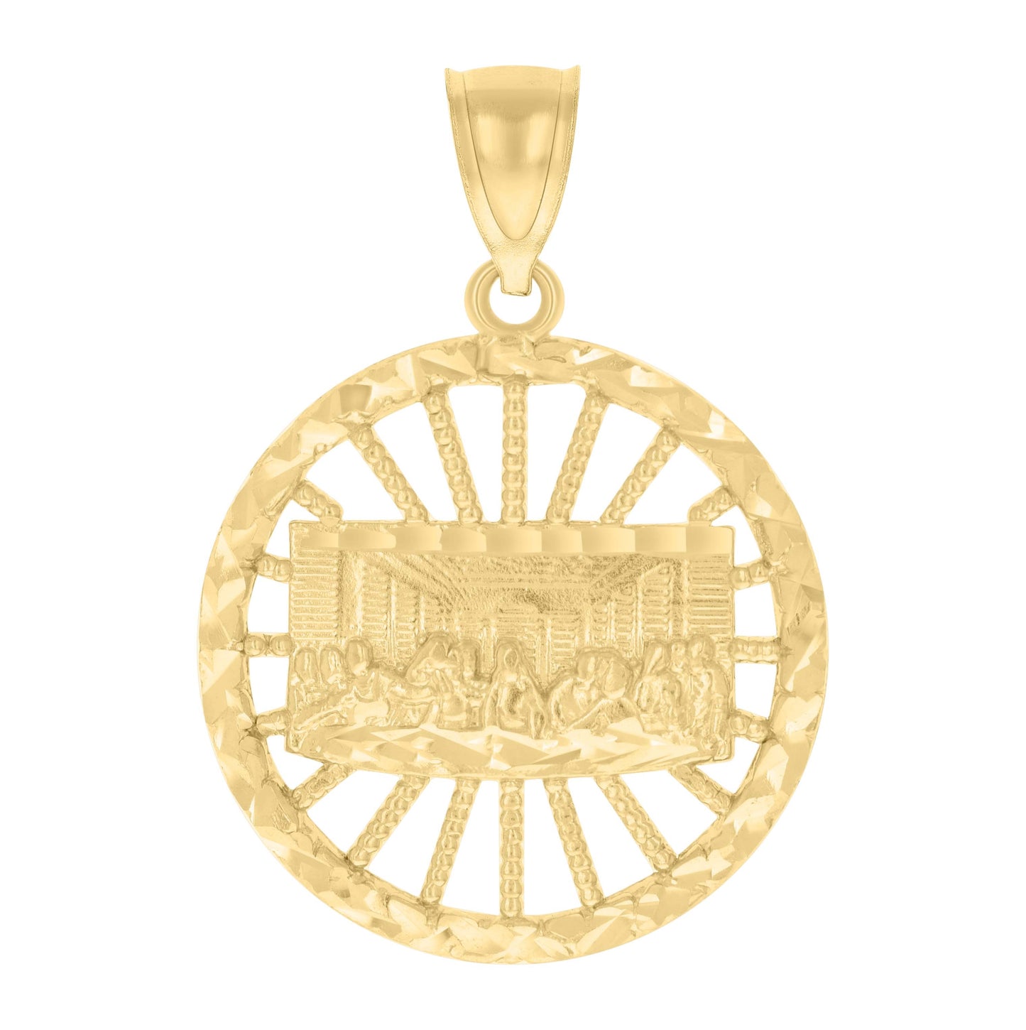 10K Yellow Gold Mens Last Supper Religious Charm Pendant