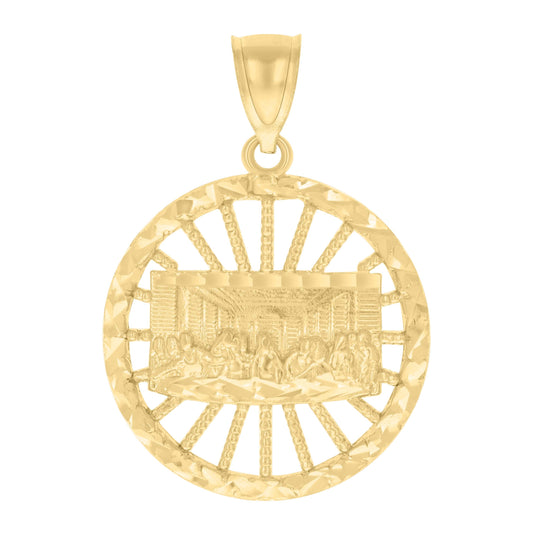 10K Yellow Gold Mens Last Supper Religious Charm Pendant