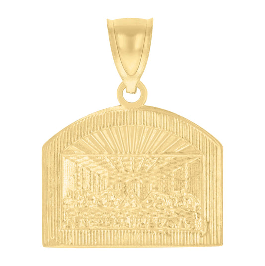 10K Yellow Gold Mens Last Supper Religious Charm Pendant